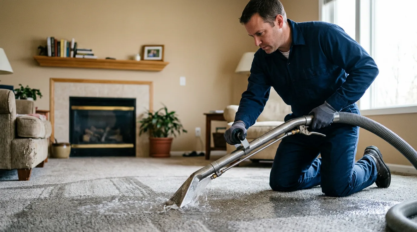 Water damage restoration technician working near Thornton, IA